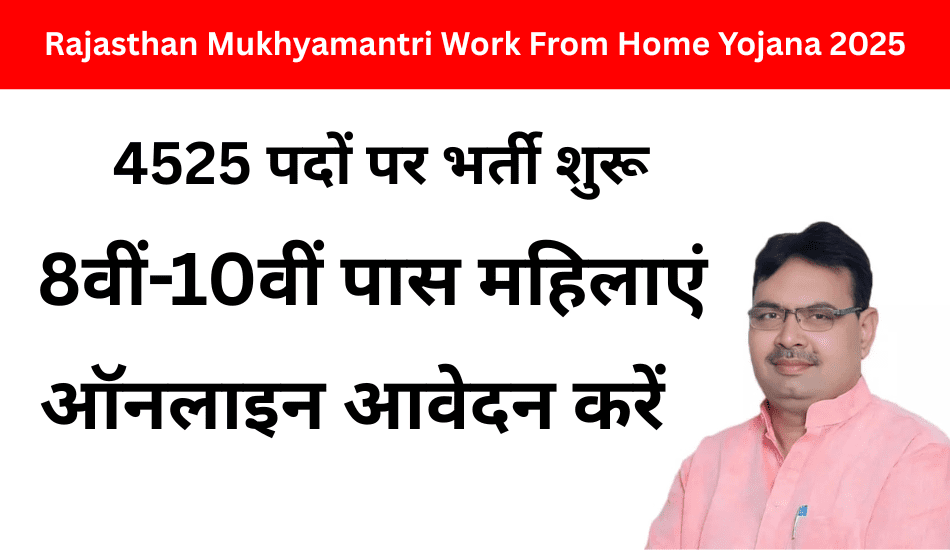 Rajasthan Mukhyamantri Work From Home Yojana 2025: 4525 भर्ती